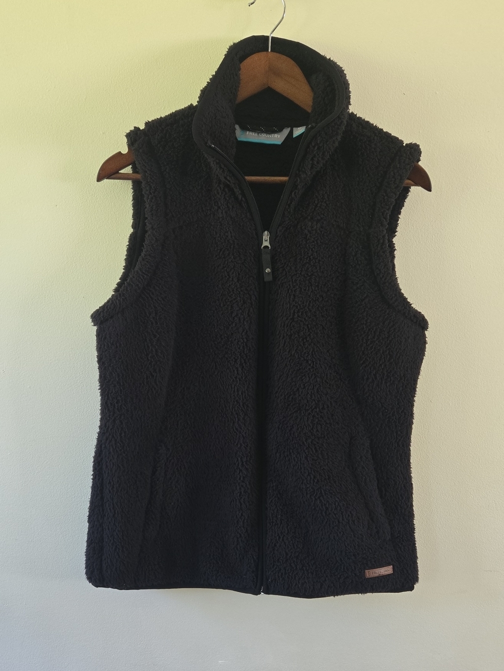 Free Country Plush Sherpa Full-Zip Vest Women's Black Medium Like New